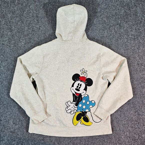 Disney Sweaters - Disney Official Minnie Mouse Embroidered Zip Up Hoodie White Women's Size Large